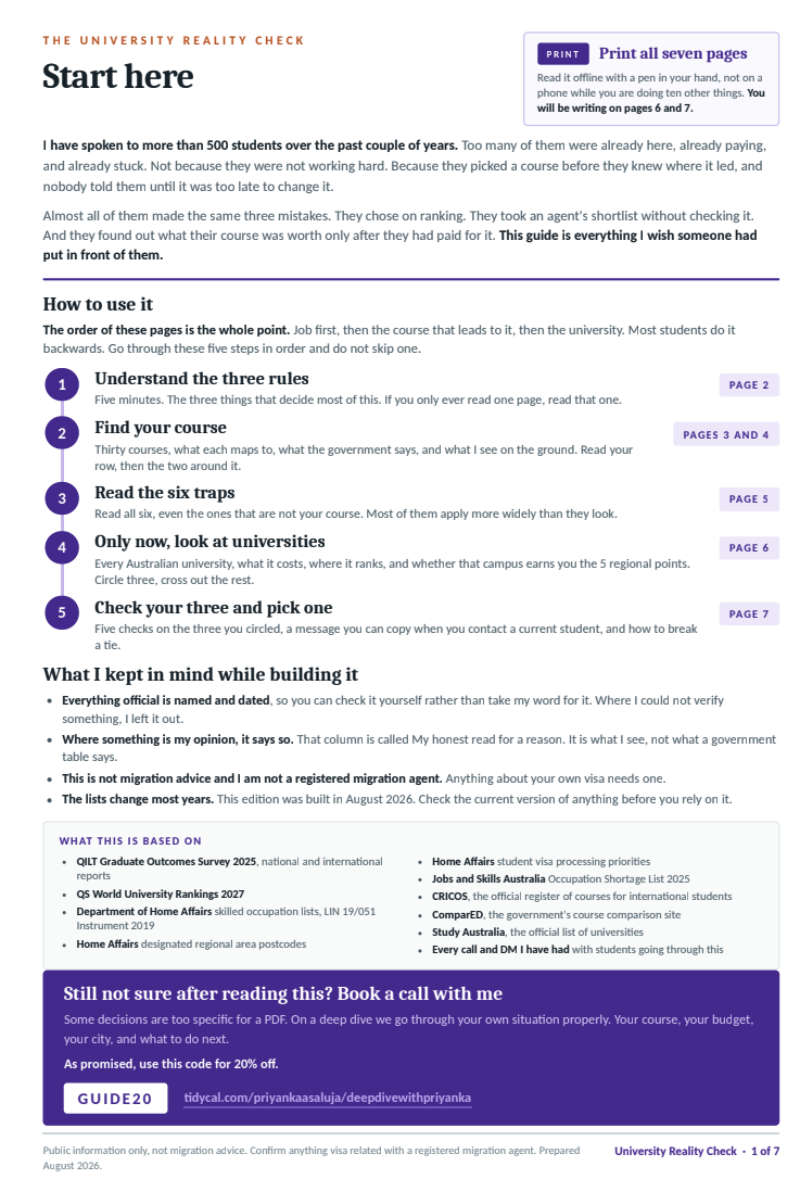 Start page from The University Reality Check